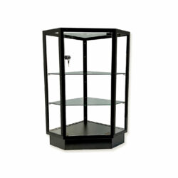 Extra vision corner showcase display case for retail stores
