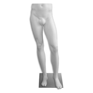 White male mannequin leg display form for showcasing pants trousers and legwear in retail stores