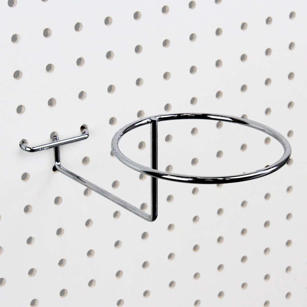Pegboard hat display hook in chrome finish