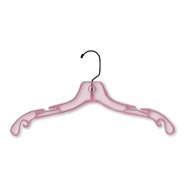 17 inch X-heavy weight pink blouse and dress hanger with black hook for retail stores