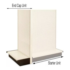 Gondola shelving end cap detail view - aisle end cap configuration
