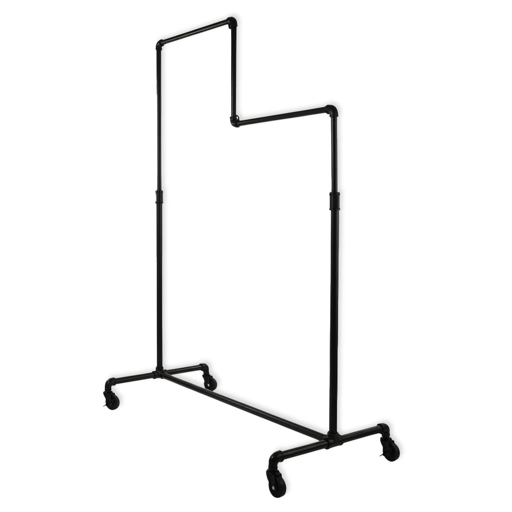 Pipe style double tier adjustable ballet rack in matte black