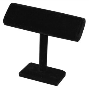 Black velvet single oval T-bar necklace display stand