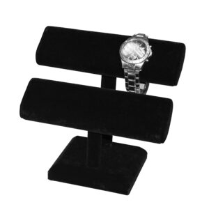 Black velvet double oval T-bar necklace display stand