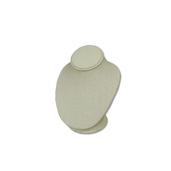 Linen covered necklace stand display 6.5 inch wide 8.25 inch tall