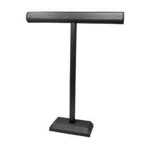 Extra tall slate grey leatherette T-bar necklace display 14 inch wide 18.125 inch tall