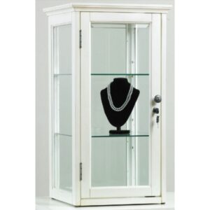 Antique white counter case with lock 18 inch by 18 inch by 36 inch tall for jewelry