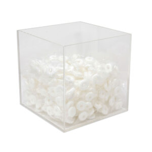 acrylic cube bins arranged showing retail display configuration options