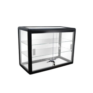 Aluminum framed glass counter case for jewelry retail display with locking door
