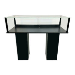 museum pedestal showcase with glass top display case JPED MPC4B black