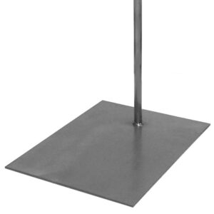 Rectangular chrome base for mannequin display showing top view