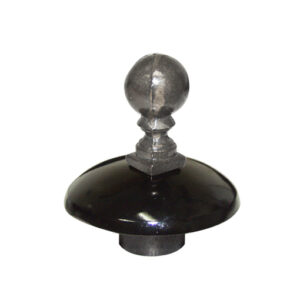 Neckblock with finial side profile showing elegant turned wood shape