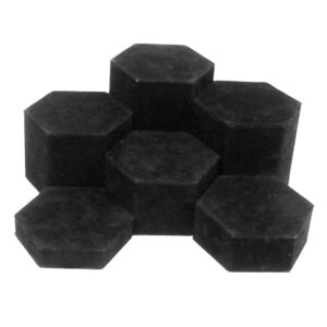Hexagonal display riser set arranged for jewelry store presentation