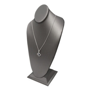 Tall slate grey leatherette necklace stand 8.25 inch wide 14.5 inch tall