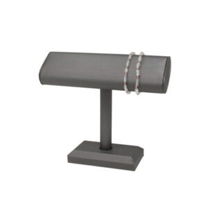 Slate grey leatherette single oval T-bar necklace display 7.5 inch wide 6.5 inch tall