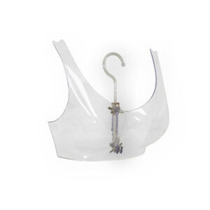Hanging bra display form showing hook attachment for retail rack display